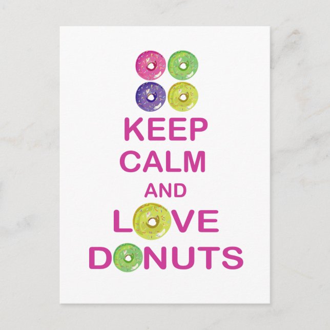 Keep Calm and Love Donuts Unique Doughnut Gift Postcard (Front)