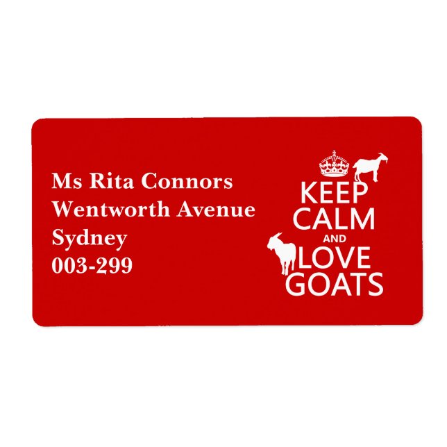 Keep Calm and Love Goats Label (Front)