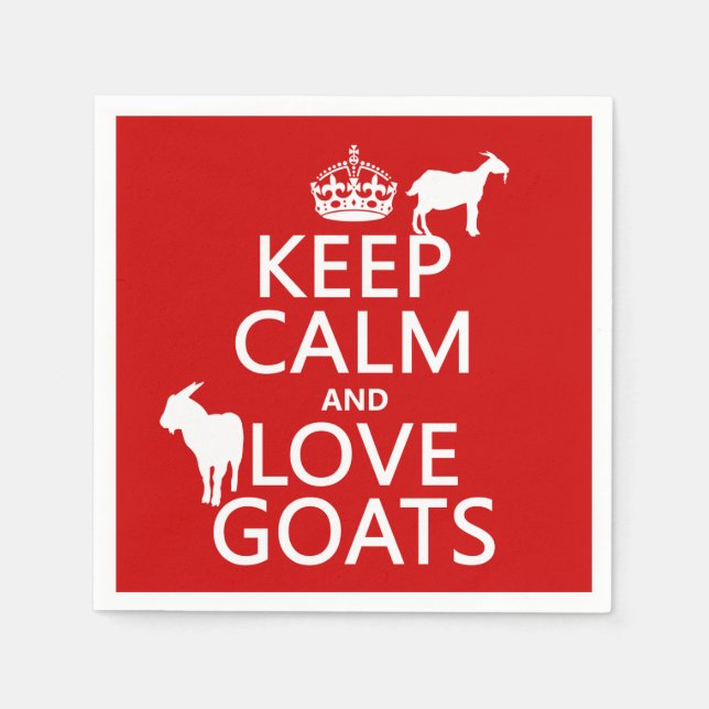 Keep Calm and Love Goats Paper Napkins (Front)