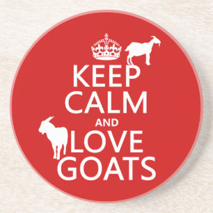 Keep Calm and Love Goats Sandstone Coaster