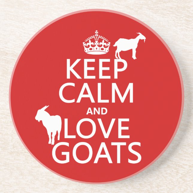 Keep Calm and Love Goats Sandstone Coaster (Front)