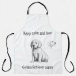 Keep calm and love Golden Retriever puppy Apron