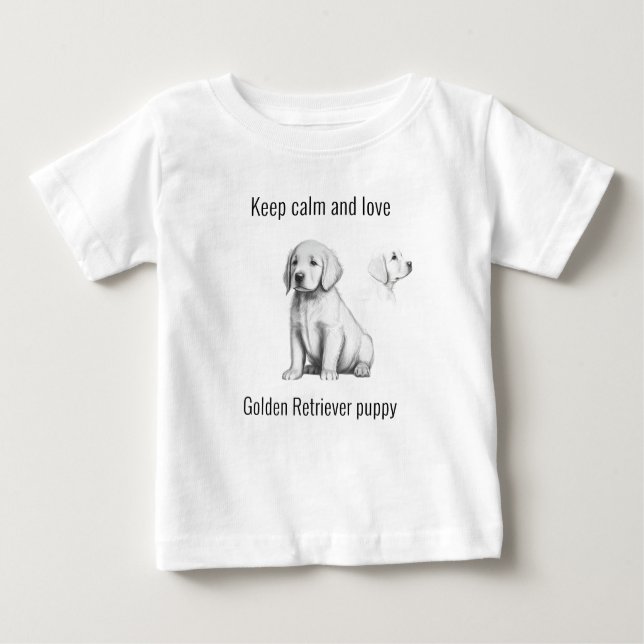 Keep calm and love Golden Retriever puppy Baby T-Shirt (Front)