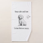 Keep calm and love Golden Retriever puppy Bath Towel