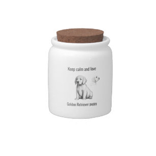 Keep calm and love Golden Retriever puppy Candy Jar