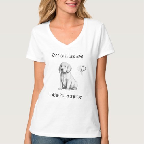 Keep calm and love Golden Retriever puppy T_Shirt