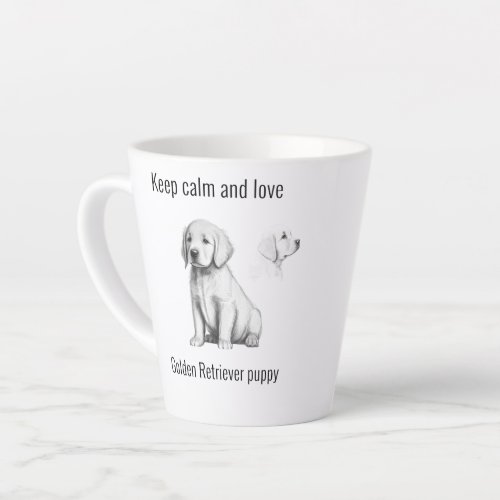 Keep calm and love Golden Retriever puppy T_Shirt Latte Mug