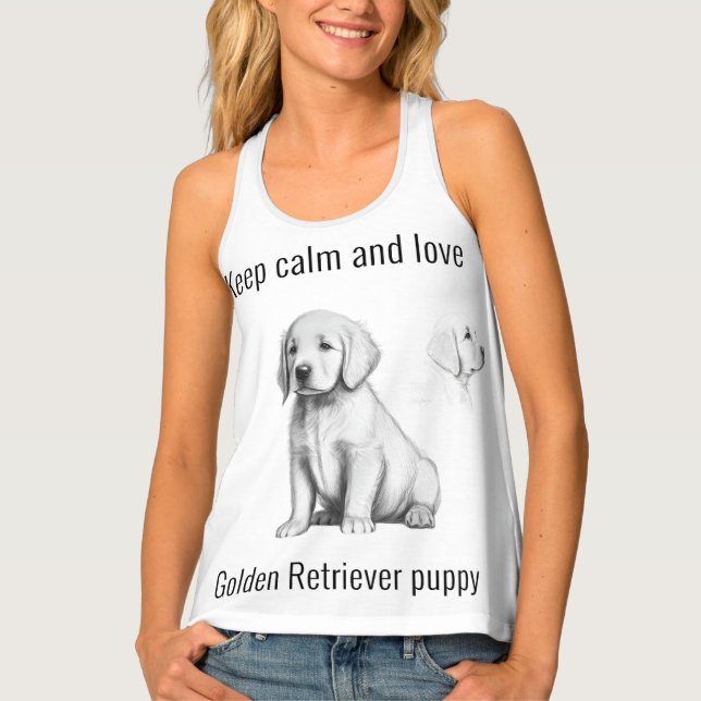 Keep calm and love Golden Retriever puppy Tank Top (Front)