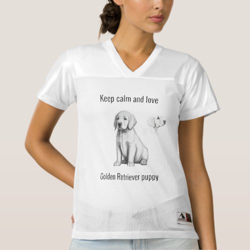 Keep calm and love Golden Retriever puppy Womens Football Jersey