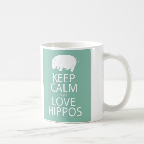 Keep Calm and Love Hippos Print Hippopotamus Coffee Mug