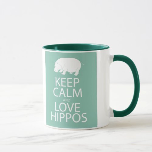 Keep Calm and Love Hippos Print Hippopotamus Mug