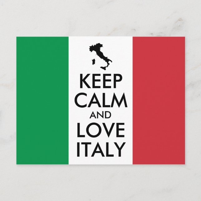 Keep Calm and Love Italy Green White and Red Postcard (Front)