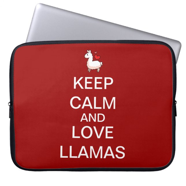 Keep Calm and Love Llamas Laptop Sleeve (Front)