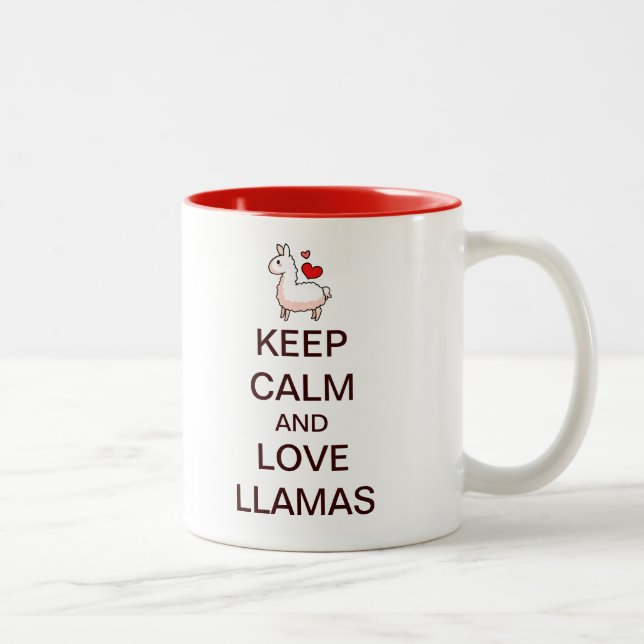 Keep Calm and Love Llamas Two-Tone Coffee Mug (Right)