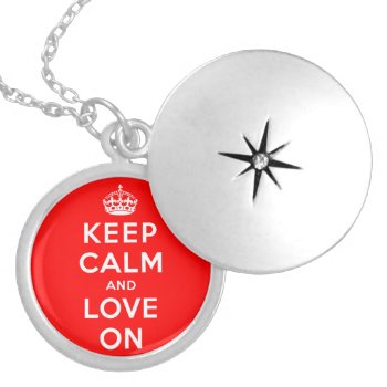 Keep Calm And Love On Silver Plated Necklace by keepcalmparodies at Zazzle