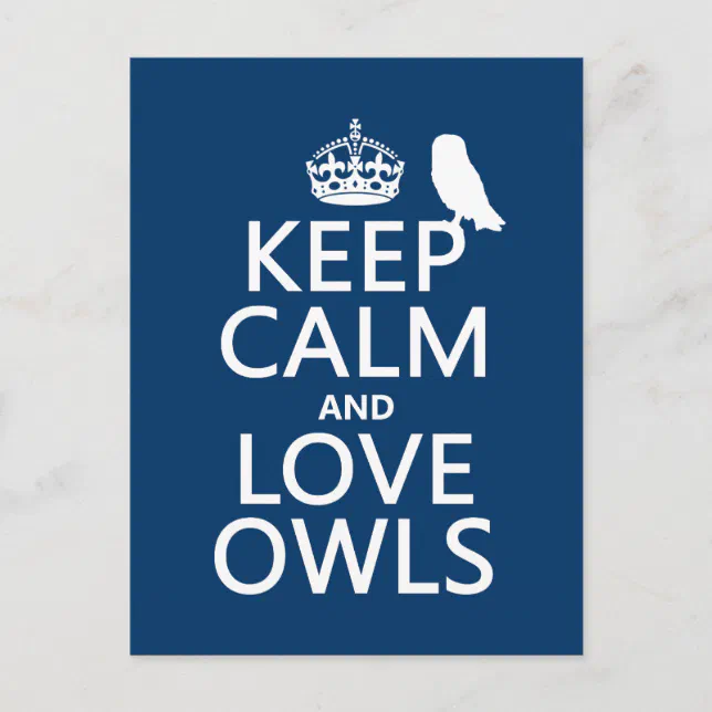 Keep Calm And Love Owls Any Color Postcard Zazzle