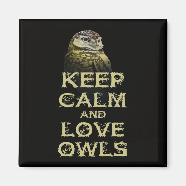 Keep Calm and Love Owls Original Owl Gift Stuff Magnet (Front)