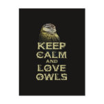 Keep Calm and Love Owls Original Owl Gift Stuff Postcard Keep Calm and Love Owls Original Owl Gift Stuff Postcard