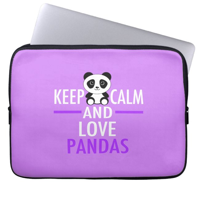 Keep Calm and Love Pandas Laptop Sleeve (Front)