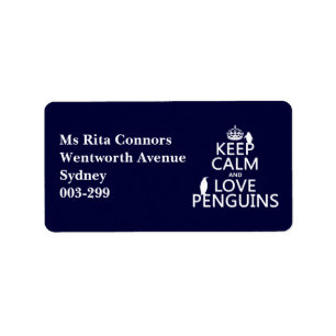 Keep Calm and Love Penguins (any color) Label