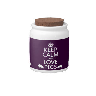 Keep Calm and Love Pigs (all colours) Candy Jar