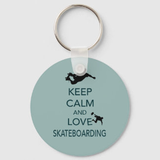 Keep Calm and Love Skateboarding unique print Keychain