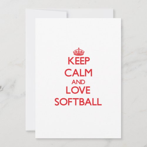 Keep calm and love Softball Invitation