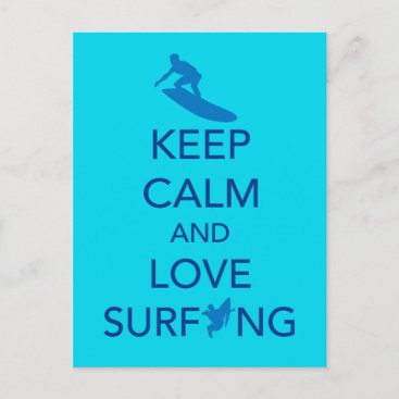Keep Calm and Love Surfing gift selections Postcard