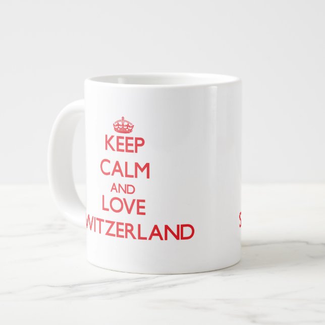 Keep Calm and Love Switzerland Large Coffee Mug (Front Left)