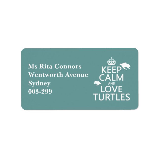 Keep Calm and Love Turtles Label (Front)