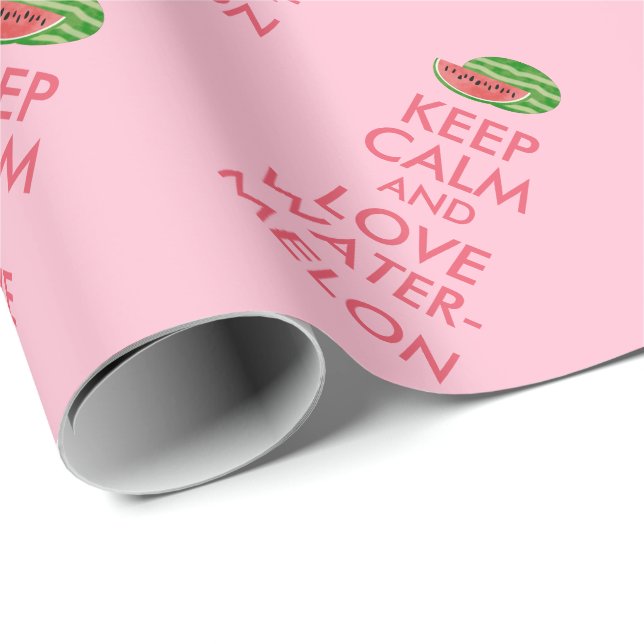 Keep Calm and Love Watermelon Customizable Gift Wrapping Paper (Roll Corner)