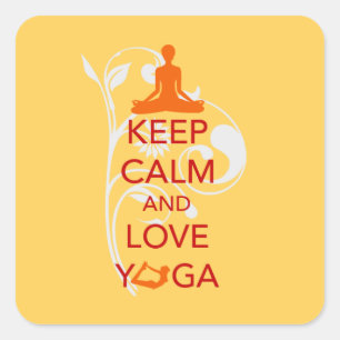 Keep Calm and Love Yoga - unique fun design Square Sticker