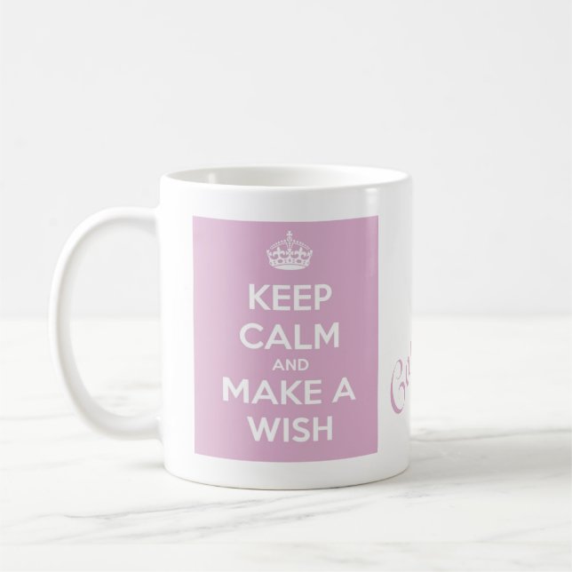 Keep Calm and Make A Wish Pink Coffee Mug (Left)