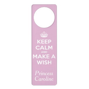 Keep Calm and Make A Wish Soft Pink Personalized Door Hanger