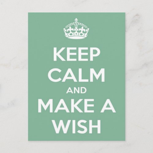 Keep Calm and Make a Wish Soft Teal Postcard