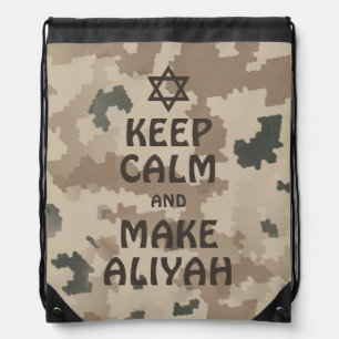 Keep Calm And Make Aliyah Drawstring Bag