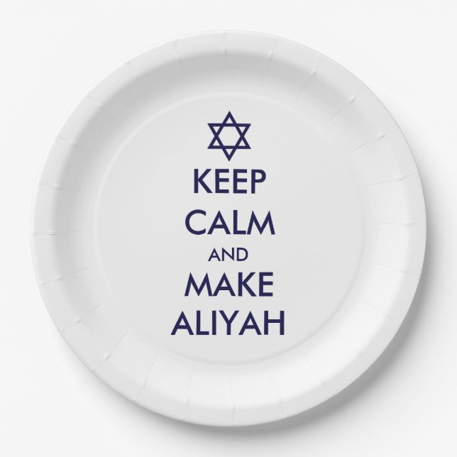 Keep Calm And Make Aliyah Paper Plates (Front)