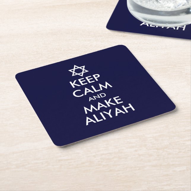 Keep Calm And Make Aliyah Square Paper Coaster (Angled)