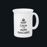 Keep calm and make pancakes funny ceramic beverage pitcher<br><div class="desc">Keep calm and make pancakes funny ceramic beverage pitcher. Personalize with custom funny text. Modern typography with crown.</div>