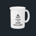 Keep calm and make pancakes funny ceramic beverage pitcher<br><div class="desc">Keep calm and make pancakes funny ceramic beverage pitcher. Personalize with custom funny text. Modern typography with crown.</div>