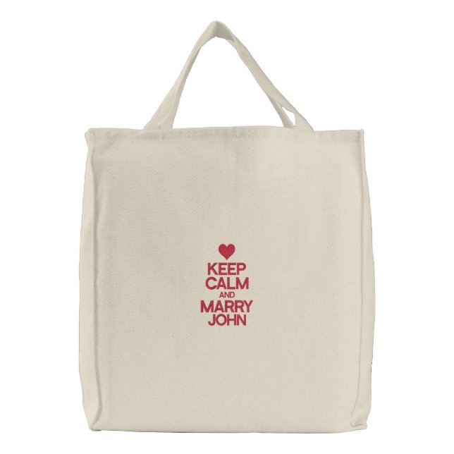 Keep Calm and Marry John Embroidered Bag (Front)