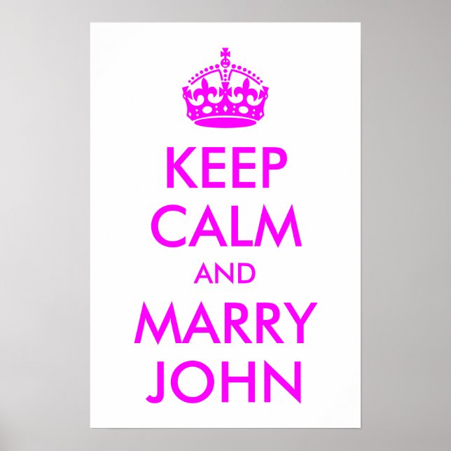 Keep Calm and Marry John Print (Front)