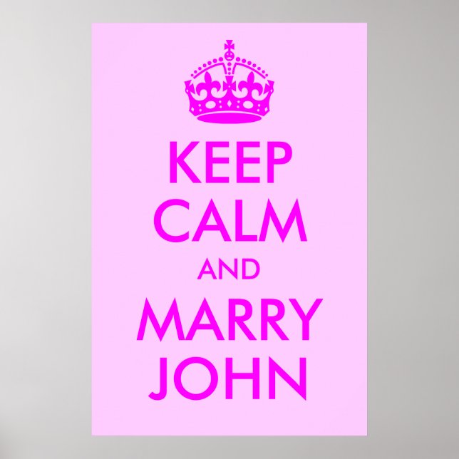 Keep Calm and Marry John Print (Front)