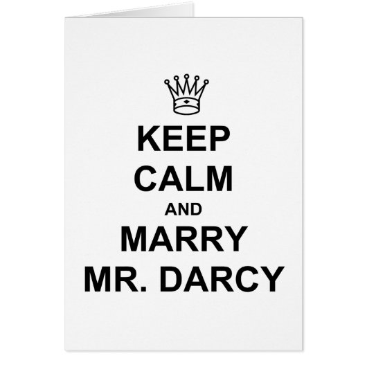 Keep Calm and Marry Mr. Darcy - Black Text Cards (Front)