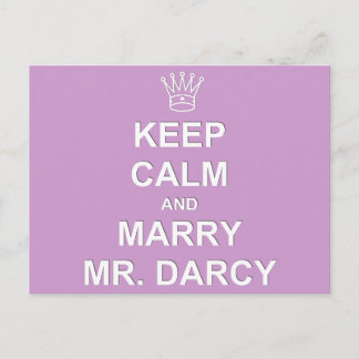 Keep Calm and Marry Mr. Darcy - Postcard - Lilac