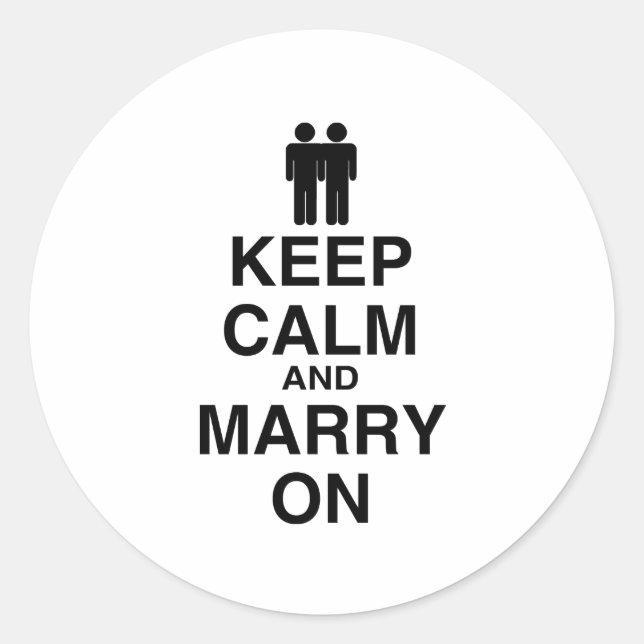 Keep Calm and Marry On- Classic Round Sticker (Front)