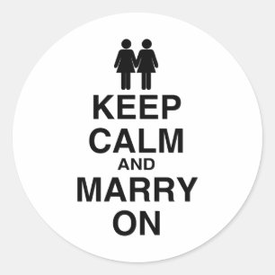 Keep Calm and Marry On Classic Round Sticker