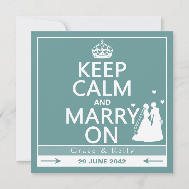 Keep Calm and Marry On Lesbian Wedding Invitation (Front)