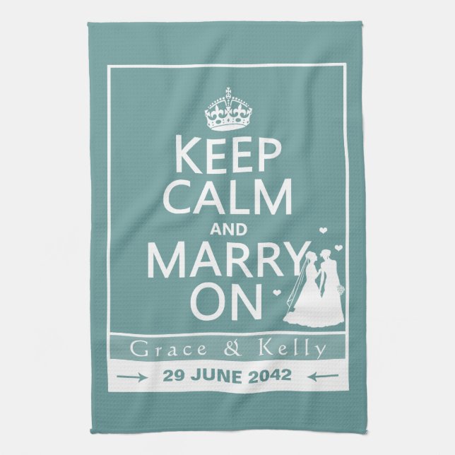 Keep Calm and Marry On Lesbian Wedding Kitchen Towel (Vertical)