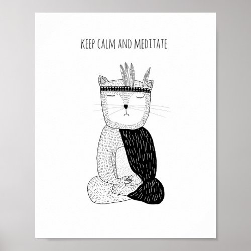 Keep Calm and Meditate Yoga Poster Zen Art Poster